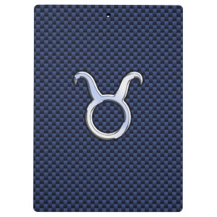 Taurus Zodiac Sign Decor Navy Blue Carbon Fiber Clipboard