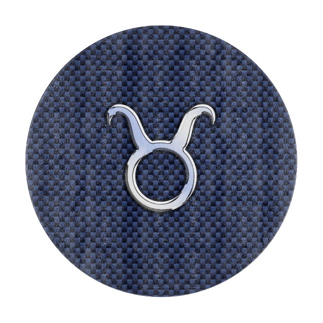 Taurus Zodiac Sign Decor Navy Blue Carbon Fiber Cutting Board (Front)