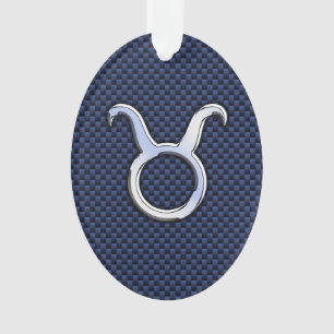 Taurus Zodiac Sign Decor Navy Blue Carbon Fiber Ornament