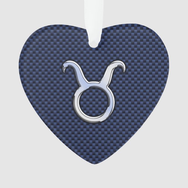 Taurus Zodiac Sign Decor Navy Blue Carbon Fiber Ornament (Front)