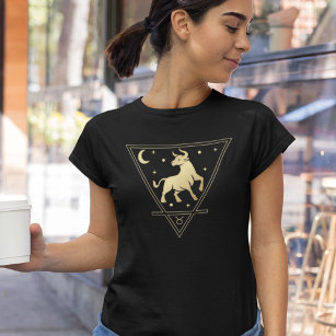 Taurus Zodiac Sign Earth Element in Gold T-Shirt