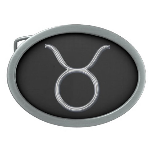 Taurus Zodiac Sign_Faux Chrome Color Oval Belt Buckle