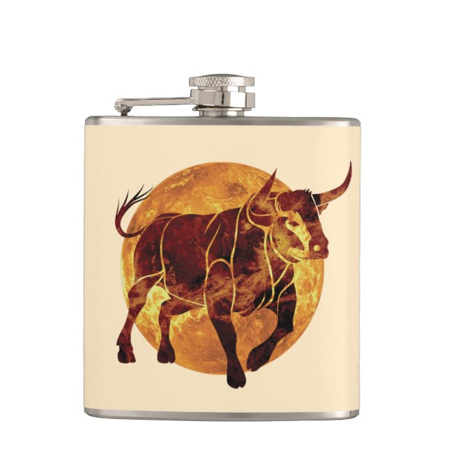 Taurus Zodiac Sign Flask (Front)