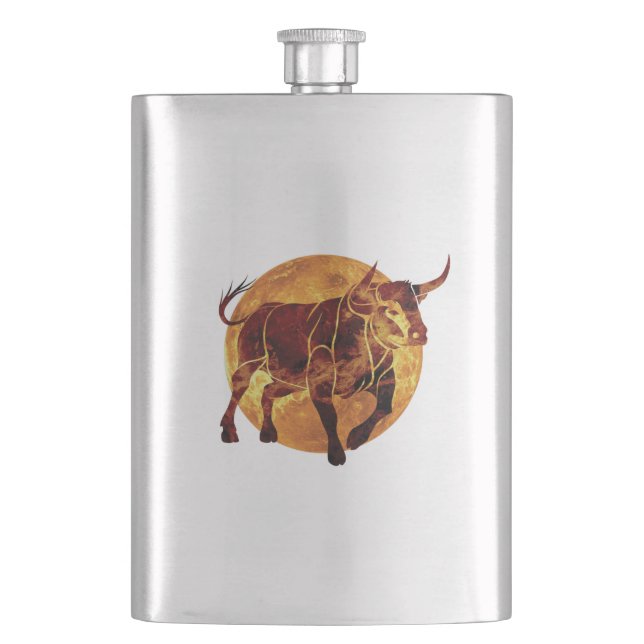 Taurus Zodiac Sign Flask (Front)