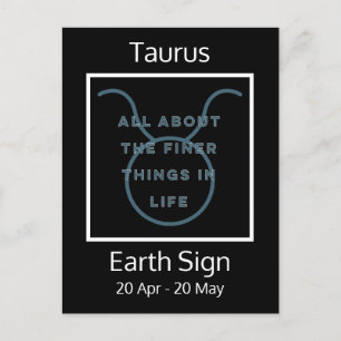 Taurus Zodiac Sign Fun Quote in Blue and White Postcard