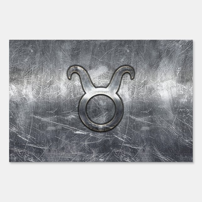 Taurus Zodiac Sign Grunge Distressed Silver Style (Front)