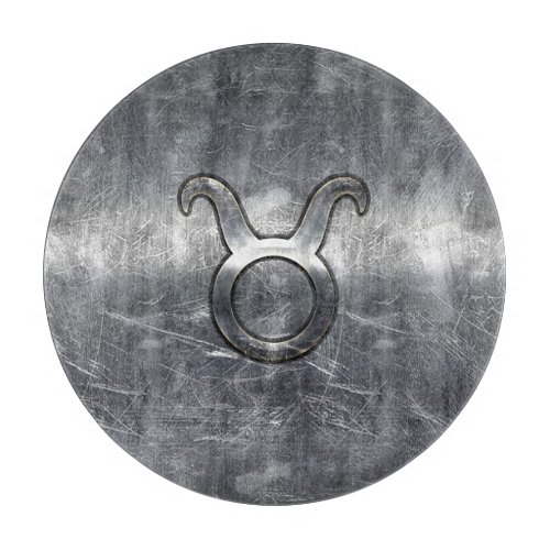 Taurus Zodiac Sign Grunge Distressed Silver Style Cutting Board