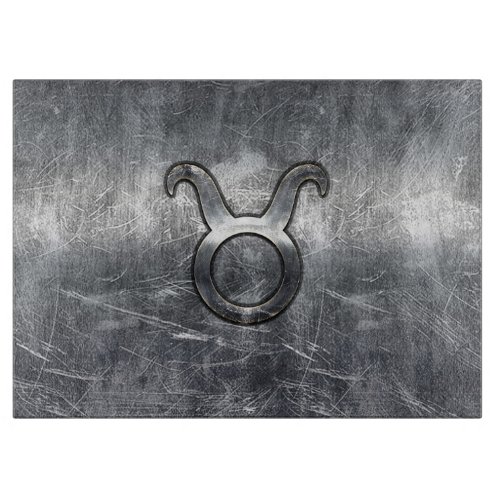 Taurus Zodiac Sign Grunge Distressed Silver Style Cutting Board