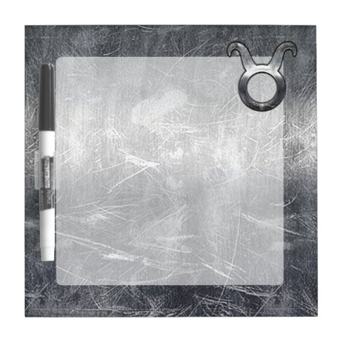 Taurus Zodiac Sign Grunge Distressed Silver Style Dry Erase Board
