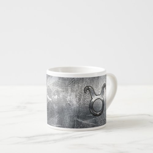 Taurus Zodiac Sign Grunge Distressed Silver Style Espresso Cup