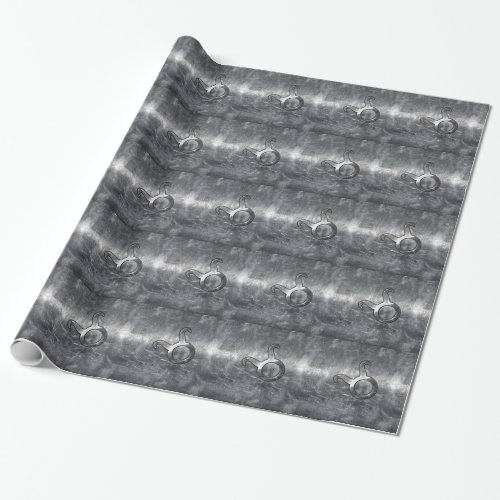 Taurus Zodiac Sign Grunge Distressed Silver Style Wrapping Paper