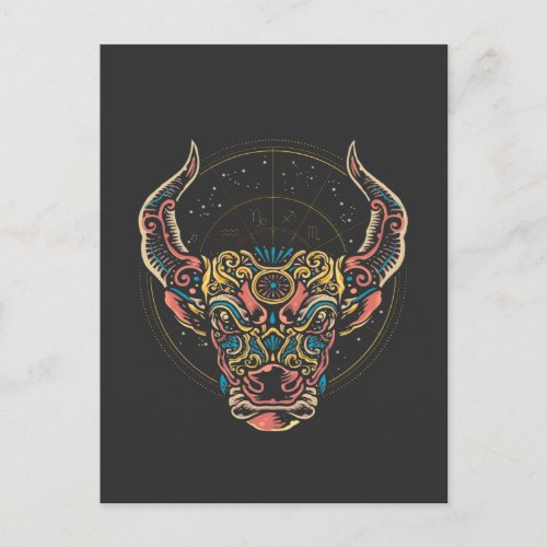 Taurus Zodiac Sign Horoscope Art Postcard