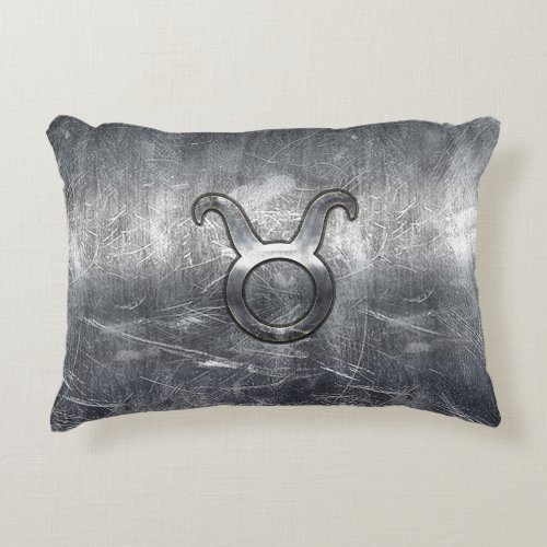 Taurus Zodiac Sign in Grunge Distressed Style Accent Pillow