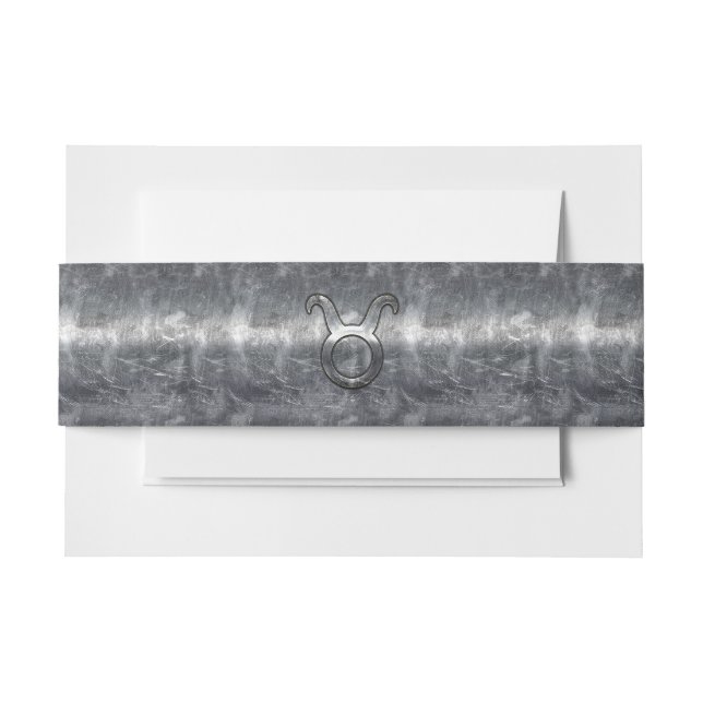 Taurus Zodiac Sign in Grunge Distressed Style Invitation Belly Band (Front Example)