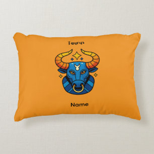 Taurus Zodiac Sign - Minimalist Gold Celestial Bul Accent Pillow