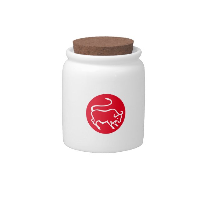 Taurus Zodiac Sign Modern Minimalist Plain Elegant Candy Jar (Front)