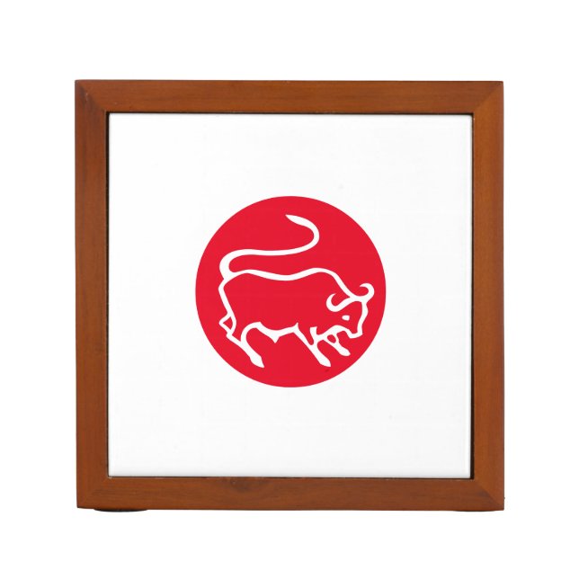 Taurus Zodiac Sign Modern Minimalist Plain Elegant Desk Organizer (Front)