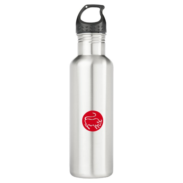 Taurus Zodiac Sign Modern Minimalist Plain Elegant Stainless Steel Water Bottle (Front)