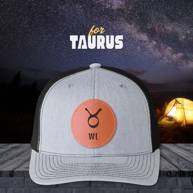 Taurus Zodiac Sign Monogram Leather Patch Hat (Taurus Zodiac Sign Monogram Leather Patch Hat ©Susanne Sachers - Sunny Wanderlust 🌞✈️)