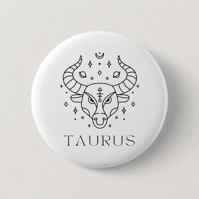 Taurus Zodiac Sign of the Bull Button (Front)