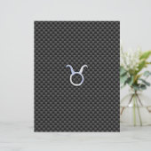Taurus Zodiac Sign on Black Carbon Fiber Print (Standing Front)