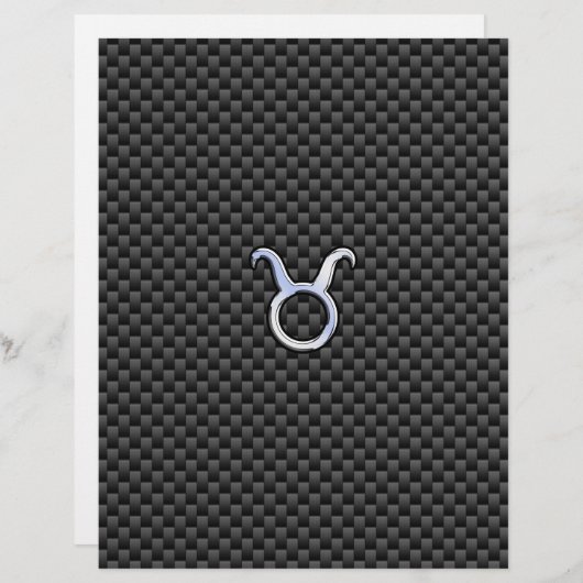 Taurus Zodiac Sign on Black Carbon Fiber Print (Front/Back)