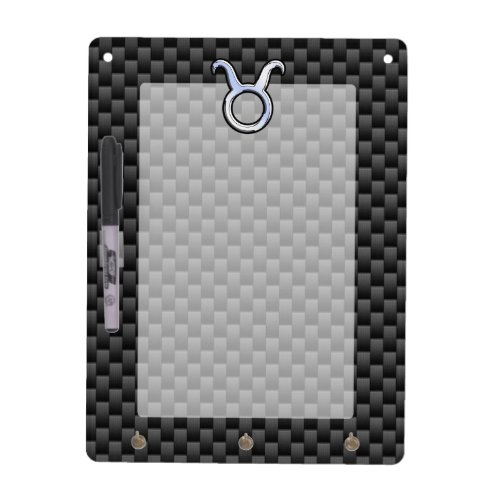 Taurus Zodiac Sign on Black Carbon Fiber Print Dry Erase Board