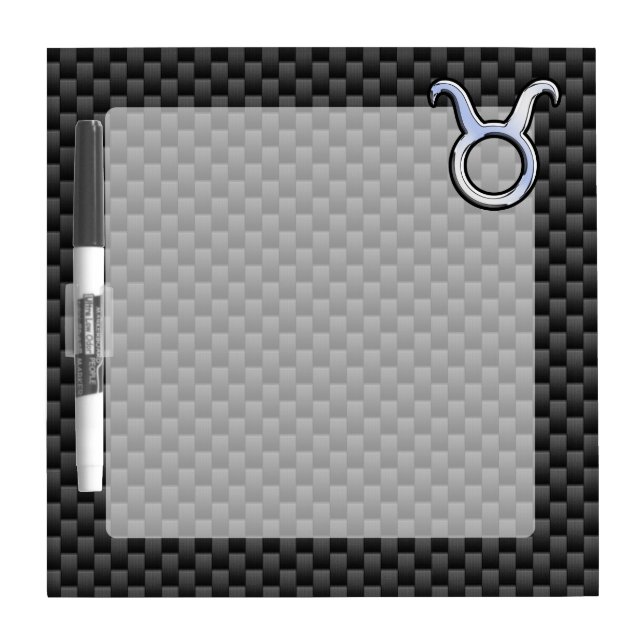 Taurus Zodiac Sign on Black Carbon Fiber Print Dry-Erase Board (Front)