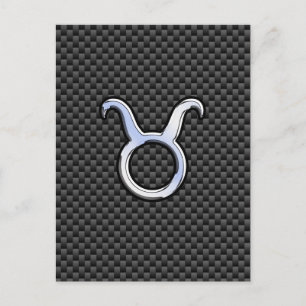 Taurus Zodiac Sign on Black Carbon Fiber Print Postcard