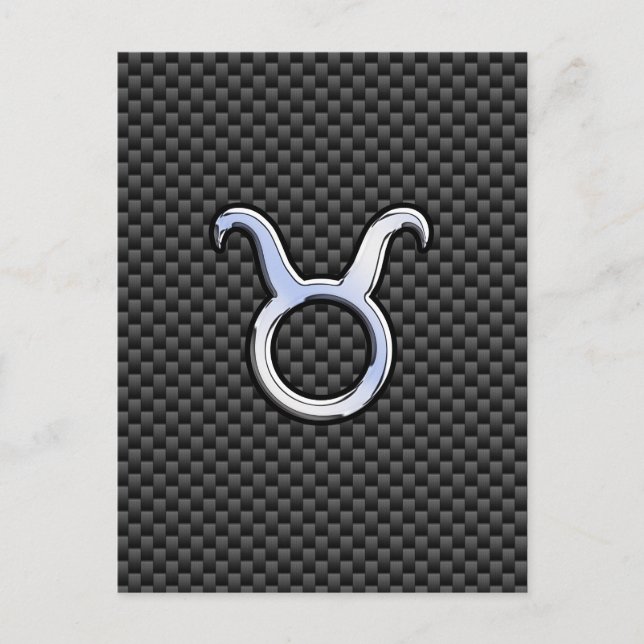 Taurus Zodiac Sign on Black Carbon Fiber Print Postcard (Front)