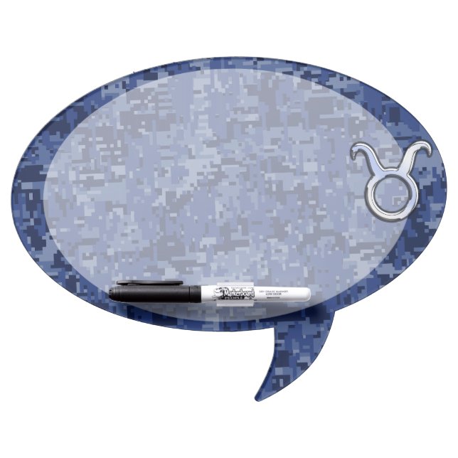 Taurus Zodiac Sign on Blue Digital Camouflage Dry-Erase Board (Front)
