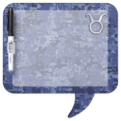 Taurus Zodiac Sign on Blue Digital Camouflage Dry_Erase Board