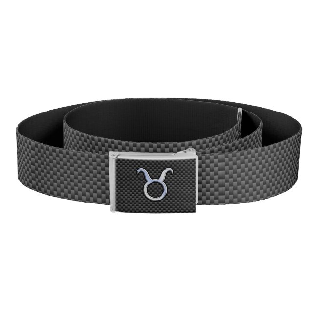 Taurus Zodiac Sign on Carbon Fiber Style Belt (Coil)