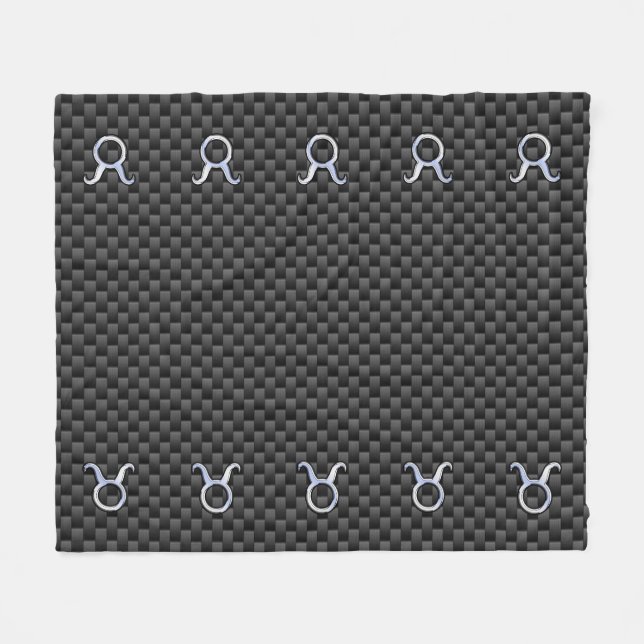 Taurus Zodiac Sign on Carbon Fiber Style Fleece Blanket (Front (Horizontal))