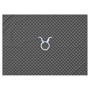 Taurus Zodiac Sign on Carbon Fiber Style Tablecloth