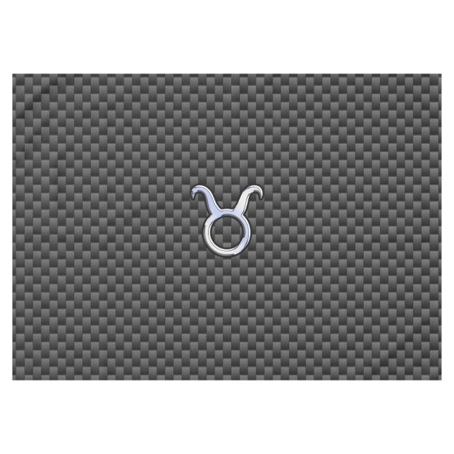 Taurus Zodiac Sign on Carbon Fiber Style Tablecloth (Front (Horizontal))
