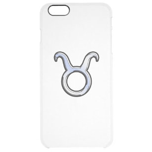 Taurus Zodiac Sign on Charcoal Carbon Fiber Print Clear iPhone 6 Plus Case