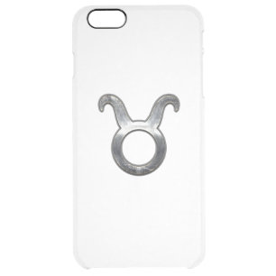 Taurus Zodiac Sign on Green Digital Camo Clear iPhone 6 Plus Case