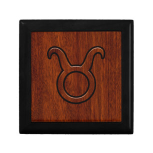 Taurus Zodiac Sign on Mahogany Style Gift Box