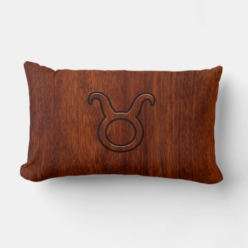 Taurus Zodiac Sign on Mahogany Style Lumbar Pillow