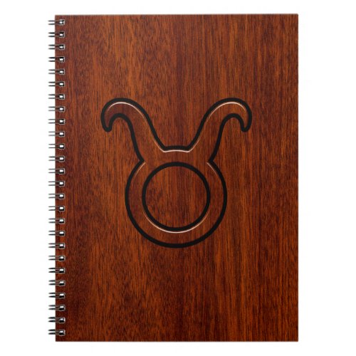 Taurus Zodiac Sign on Mahogany Style Notebook