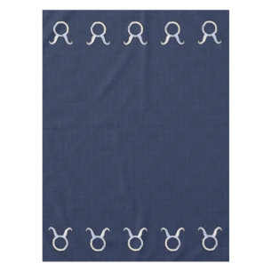 Taurus Zodiac Sign on Navy Blue Carbon Fiber Style Tablecloth