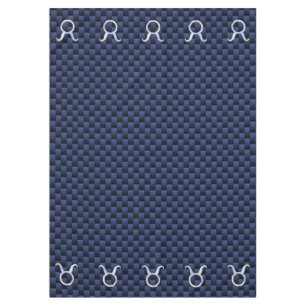 Taurus Zodiac Sign on Navy Blue Carbon Fiber Style Tablecloth