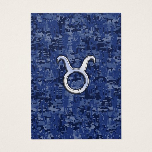 Taurus Zodiac Sign on Navy Blue Digital Camouflage (Front)