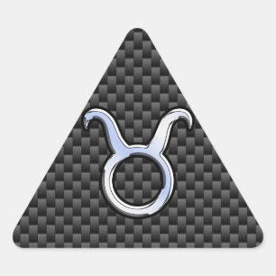 Taurus Zodiac Sign on Racy Charcoal Carbon Fiber Triangle Sticker