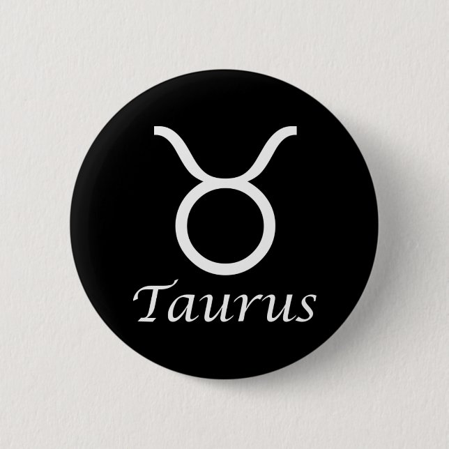 'Taurus' Zodiac Sign Pinback Button (Front)