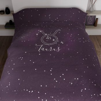 Taurus Zodiac Sign Purple Galaxy Duvet Cover by mothersdaisy at Zazzle
