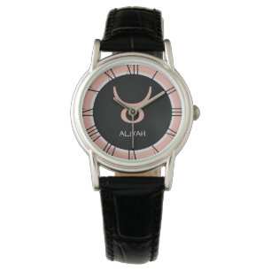 Taurus Zodiac Sign Rose Pink Gray Custom Name  Watch