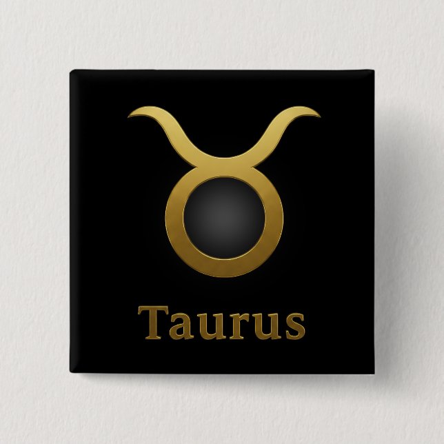 Taurus Zodiac Sign / Square Taurus Pin (Front)