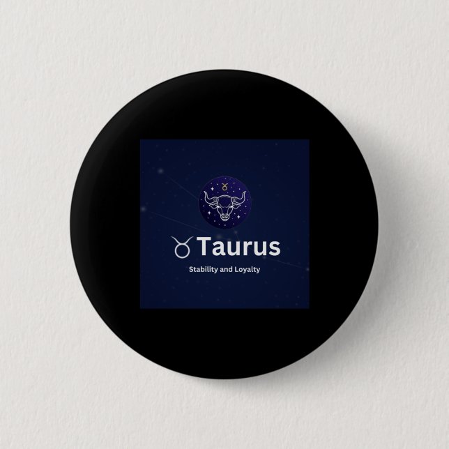 Taurus Zodiac Sign Sticker  Button (Front)